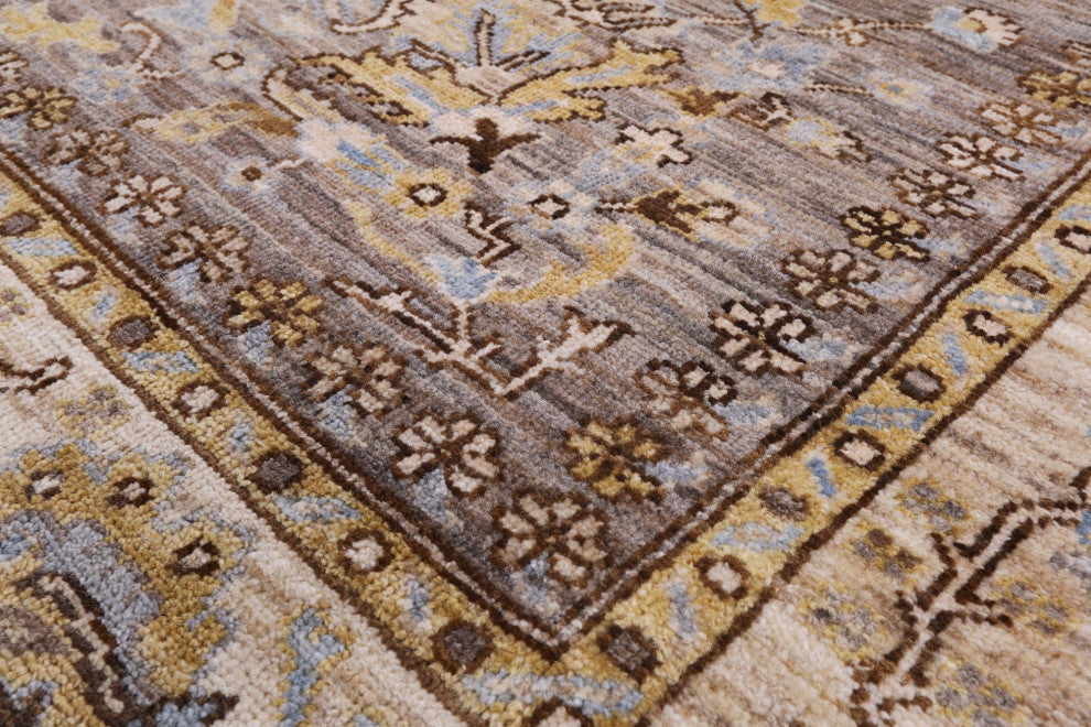 8' 5" X 9' 10" Natural Peshawar Hand Knotted Rug Q4426