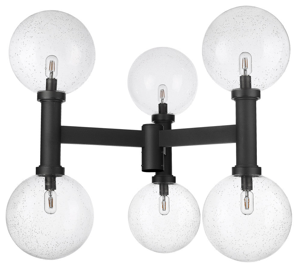 Zlite 599BP6-BK 6-Light Outdoor Post Mount Fixture, Clear Seedy