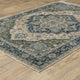 Augustus Center Medallion Blue/ Tan Indoor Area Rug, Blue, 9'10"x12'10"