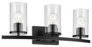 Crosby 23" 3-Light Vanity Light With Clear Glass, Black