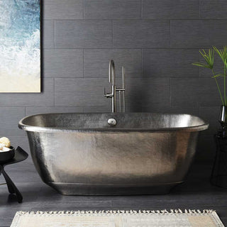 Santorini Freestanding Copper Bathtub, Brushed Nickel