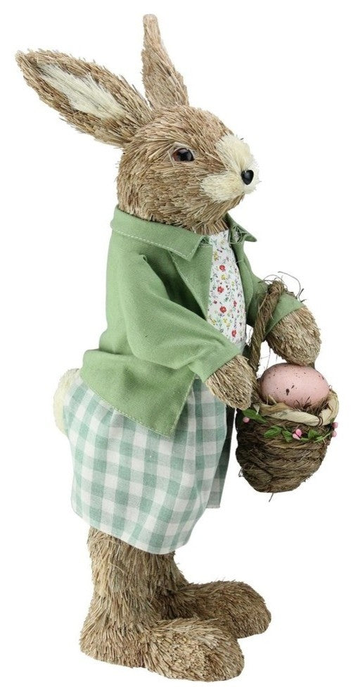 20.25" Easter Bunny Rabbit Spring Figure With Egg Basket