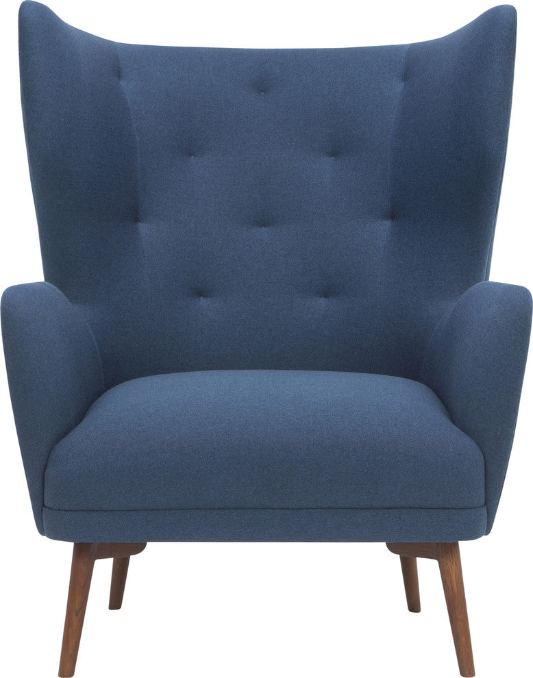 Fabric Reading Chair, Big Accent Chair, Mid Century Modern Arm Chair, Lagoon Blue