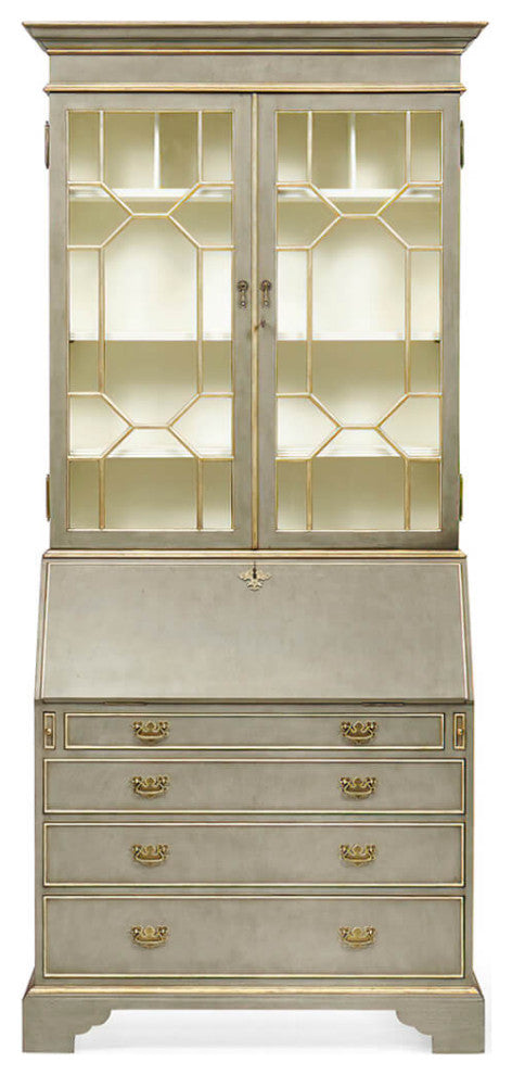 George III Parcel Gilt Secretary Bookcase