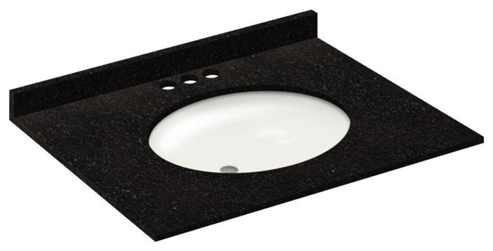 31x22 Absolute Black Granite Vanity Countertops, 4 Faucet Spread