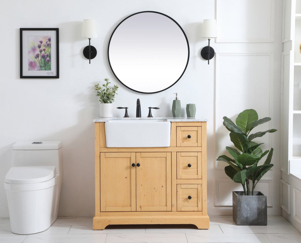 Home Living 22" Farmhouse Natural Wood-Light Bathroom Vanity