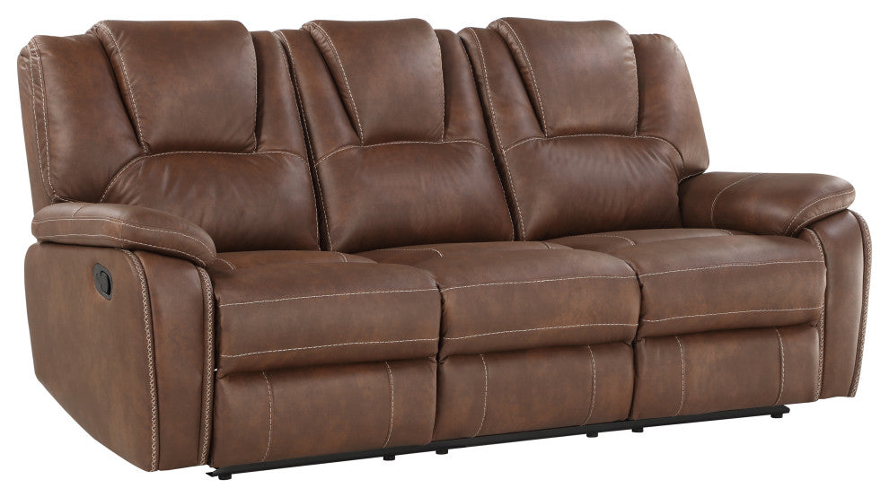 Katrine Manual Reclining Sofa, Brown
