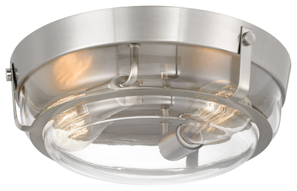 Martin 2-Light Brushed Nickel Finish Flush Mount 13"x13"x4.25"
