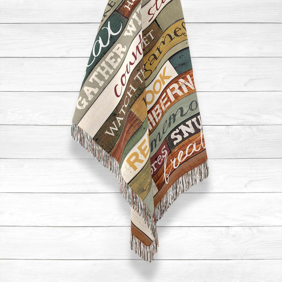 Laural Home Cabin Rules 60" X 80" Woven Throw Blanket
