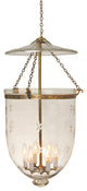 Star Etching Hundi Glass Bell Jar Lantern 14"D, Antique Brass
