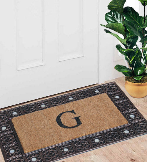 A1HC First Impression Rubber and Coir Decorative Tray Doormat 18"x30", G