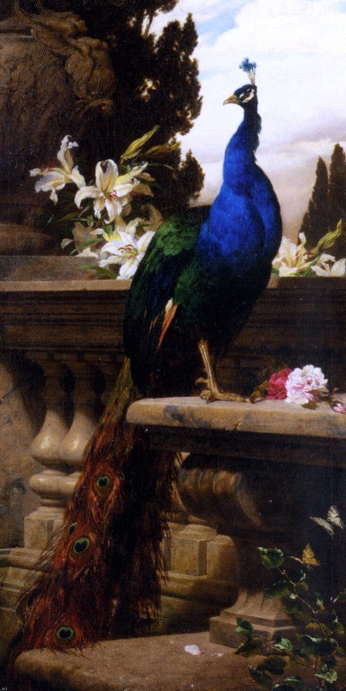 Gyula Juluis De Benczur A Peacock in a Classical Landscape Wall Decal