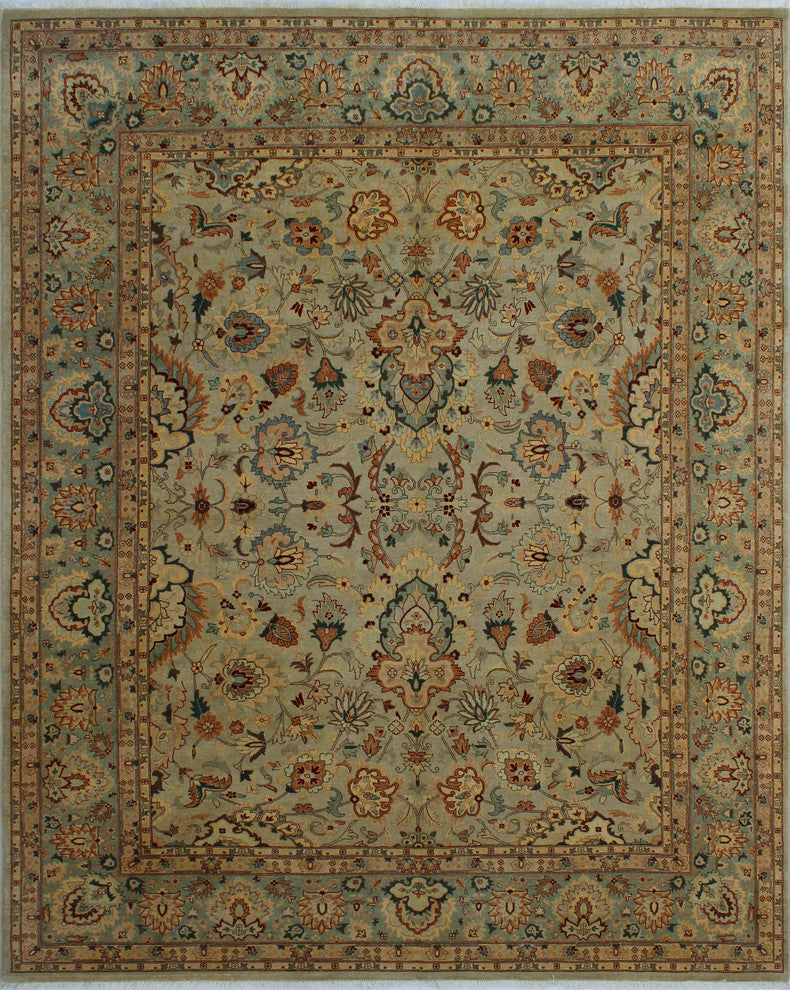 Turkish-Knotted Ankara Lahore 97 Light Gray Rug, 8''2x9''11