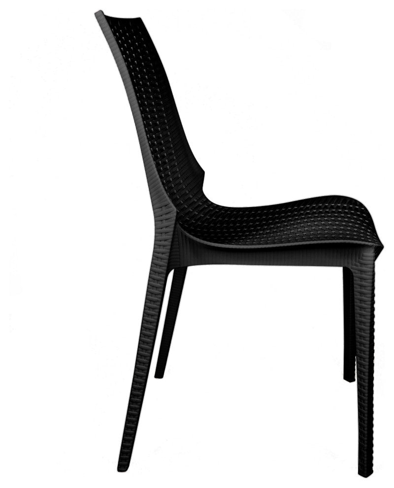 LeisureMod Kent Weave Design 5-Piece Outdoor Patio Dining Set, Black