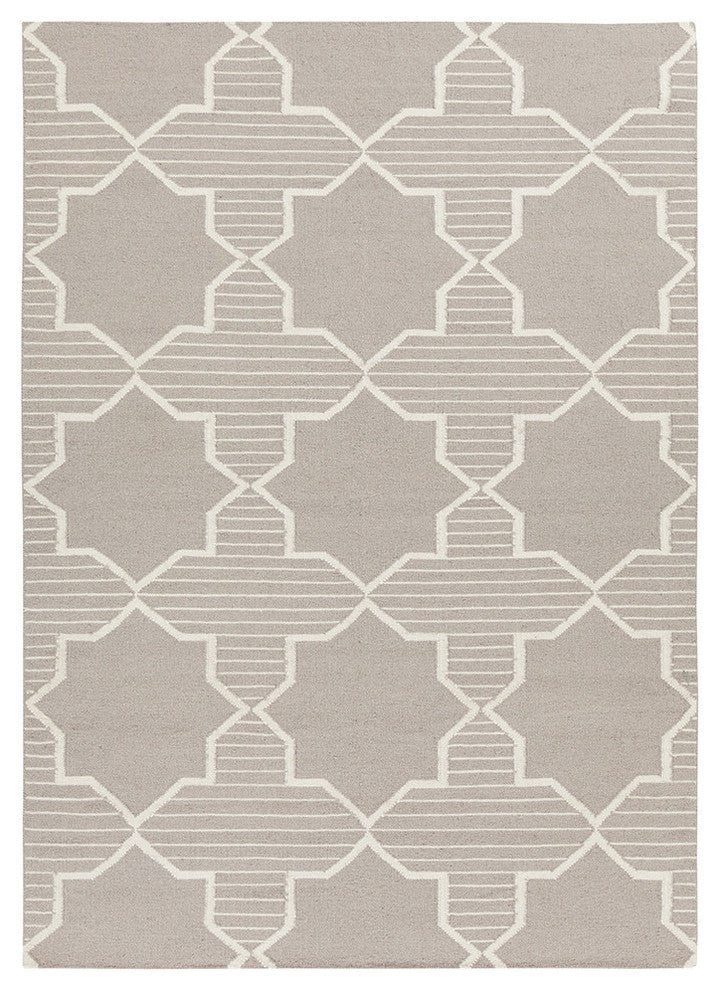 Lima Contemporary Area Rug, Taupe and White, 3'x5'