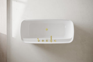Charolette 67" Soaking Bathtub, Glossy White With Brushed Gold Trim