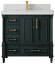 Aberdeen 36 Center Sink Bath Vanity in Dark Forest Green 2" Carrara Quartz