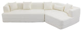 2-Piece Modular Sectional Sofa, Soft Crocheted Yarn Fabric, Creamy White