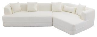 2-Piece Modular Sectional Sofa, Soft Crocheted Yarn Fabric, Creamy White