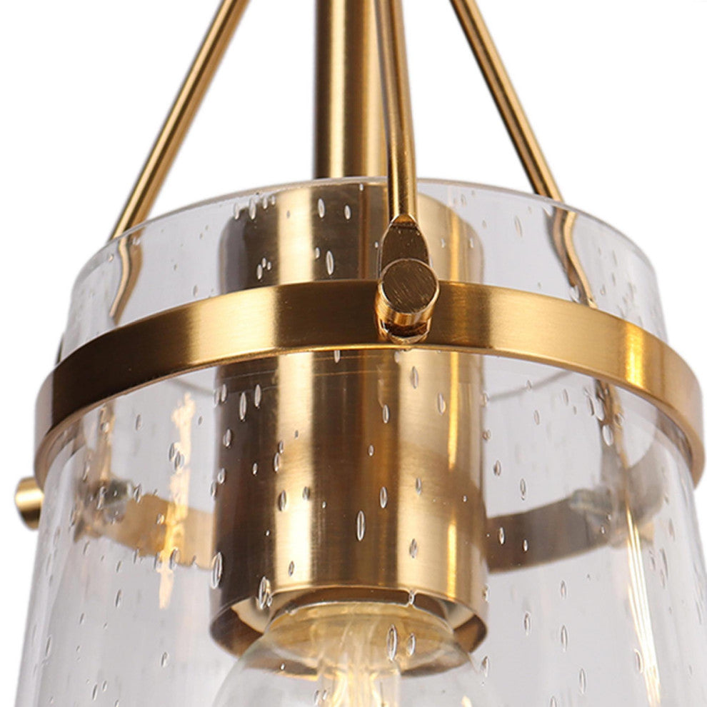 LNC 3-Light Matte Black and Polished Gold Linear Modern LED Chandelier
