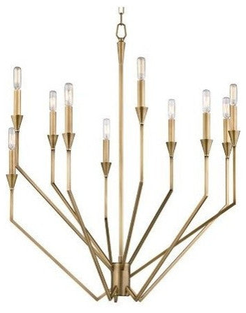 Archie, 10 Light, Chandelier, Aged Brass Finish