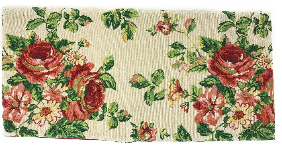 Sweet Roses Spring Summer Vintage Woven Tapestry Table Runners 13x53, 13x90