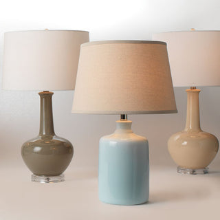 Modern Farmhouse Light Blue Milk Jug Shaped Table Lamp 22 in Glass Round