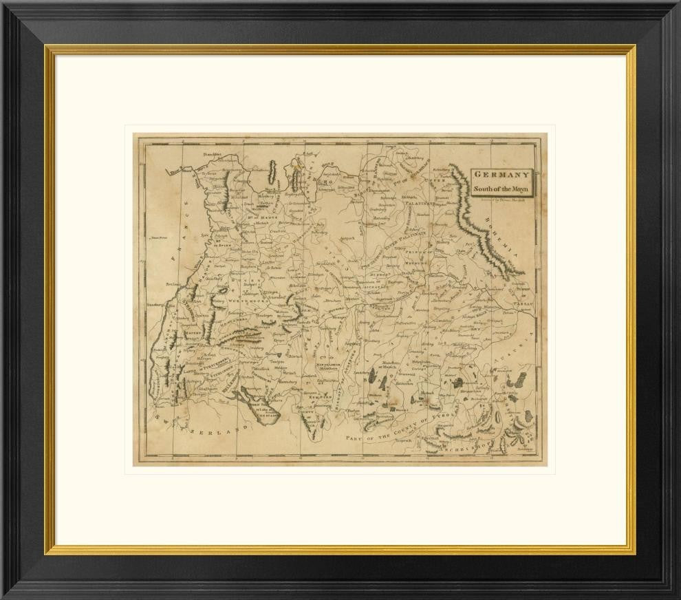 "Germany South, 1812" Framed Digital Print by Aaron Arrowsmith, 26x23"