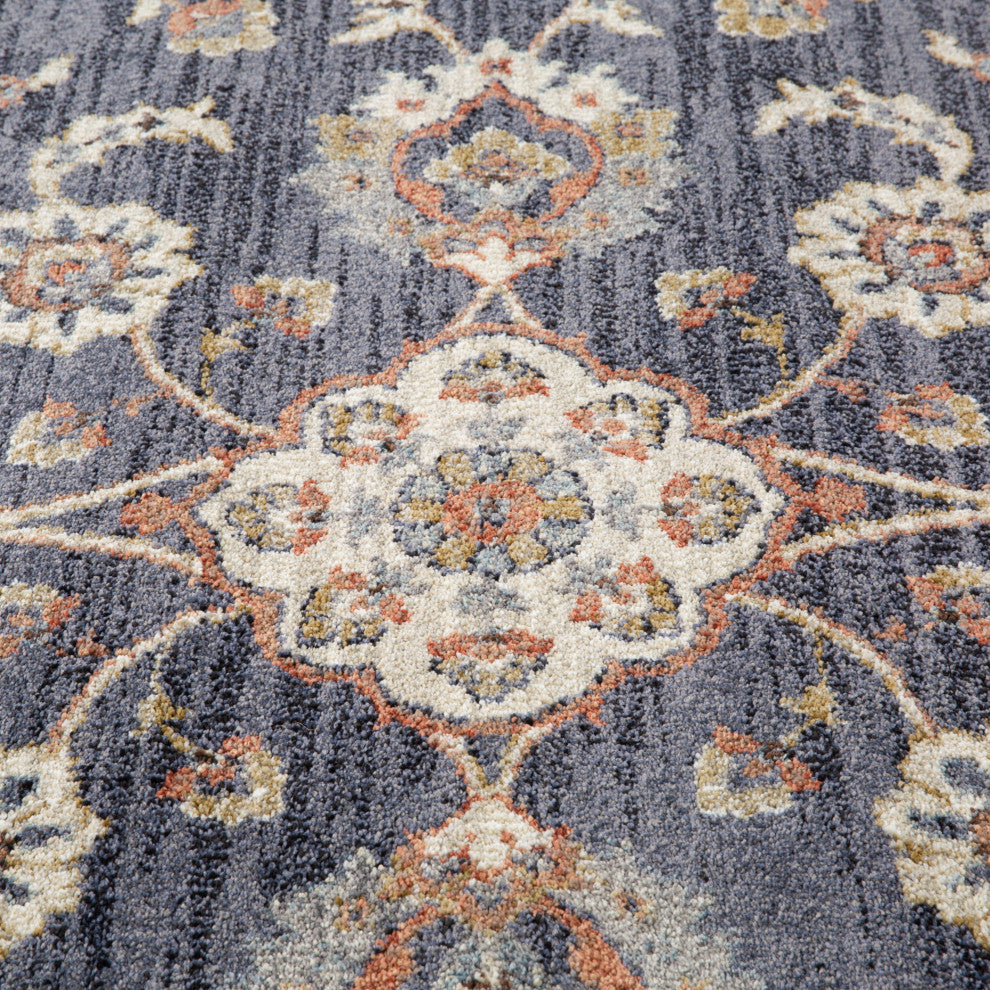 Jordan Bea Power-Loomed Polypropylene Area Rug, Navy Blue, 6'7"x9'