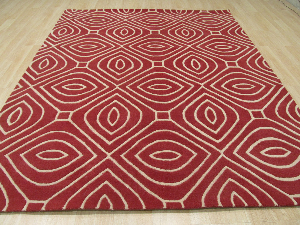 Red Contemporary Geometric Marla Area Rug
