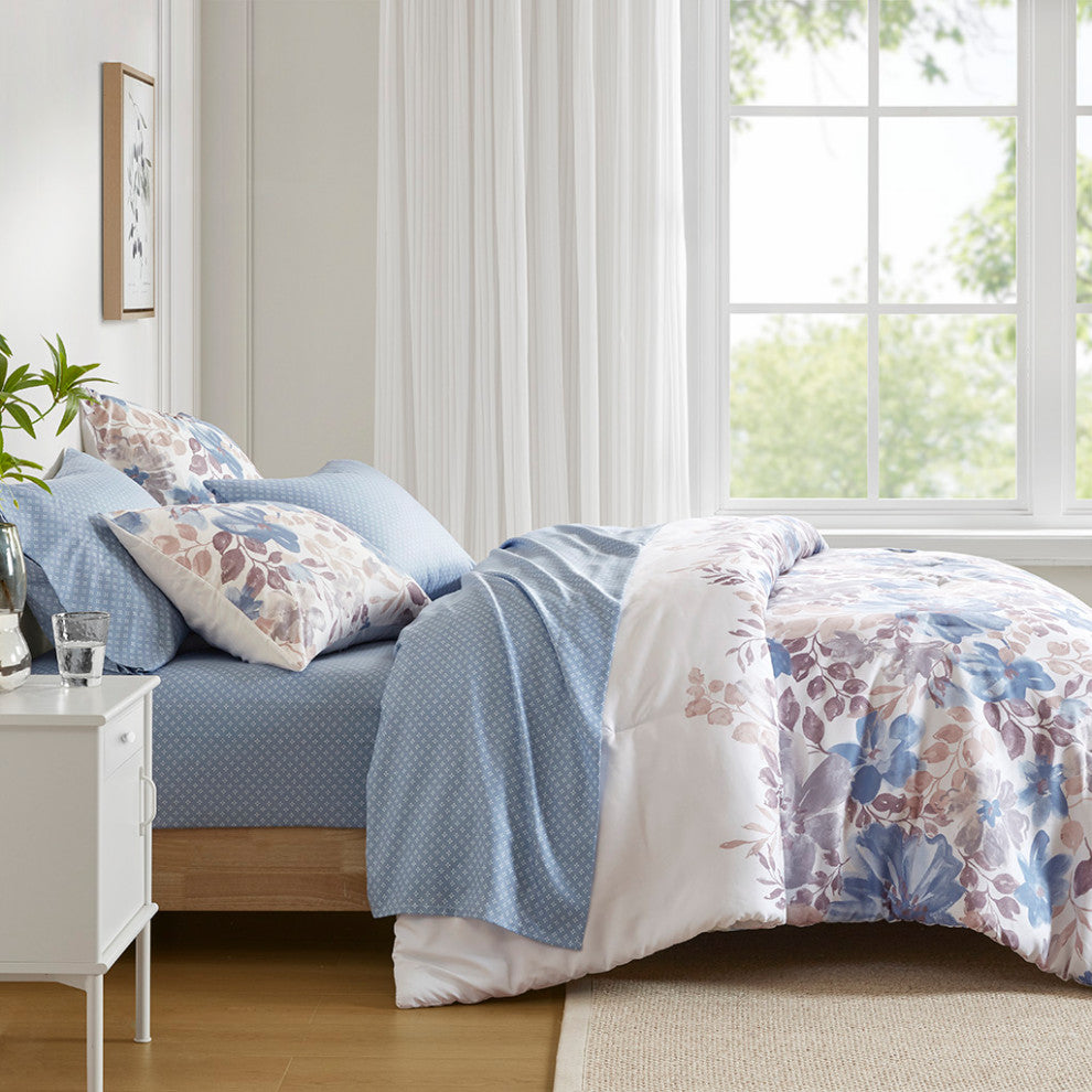 Madison Park Essentials Luna Floral Comforter Set With Bed Sheets