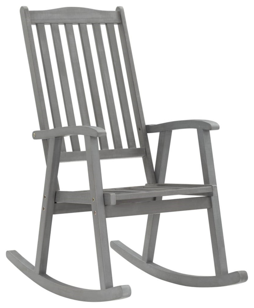 Vidaxl Rocking Chair With Cushions Gray Solid Acacia Wood