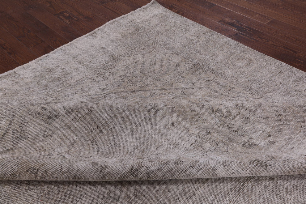 9' 4" X 12' 7" Persian Vintage White Wash Hand Knotted Rug Q4674