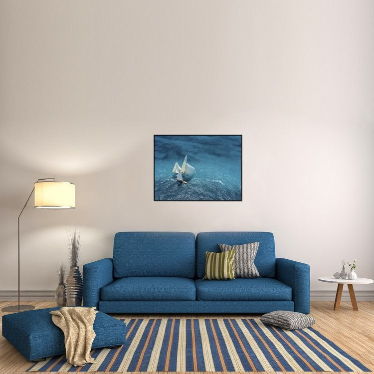"Croisement Bleu" Framed Canvas Giclee by Marc Pelissier, 41x31"