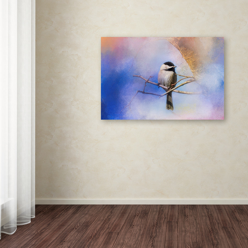 Jai Johnson 'Winter Morning Chickadee' Canvas Art, 32 x 22