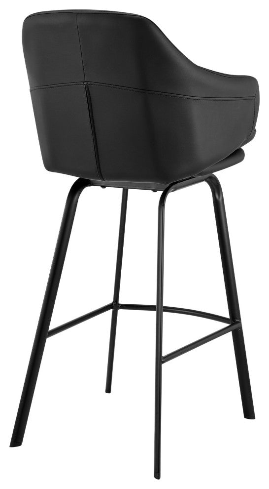 Brigden Black Faux Leather and Black Metal Swivel 26" Counter Stool