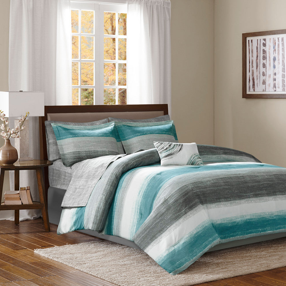 Madison Park Essentials Saben 9 Piece Comforter Set With Cotton Bed Sheets