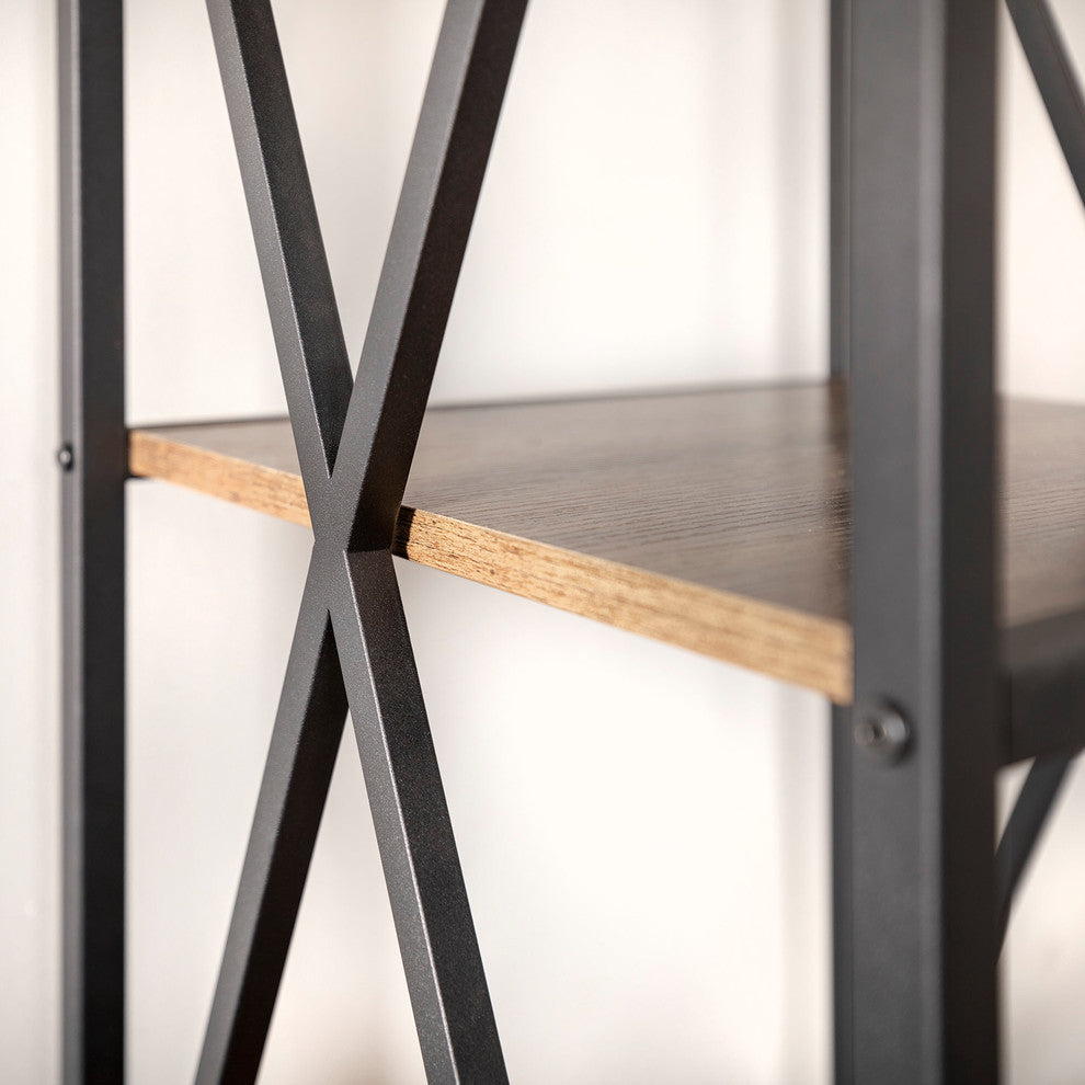 61" Metal X Wood Bookshelf - Barnwood