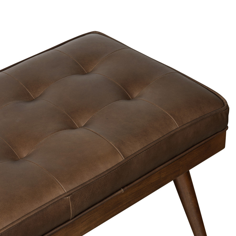 Poly and Bark Luca Leather Bench, Cocoa Brown