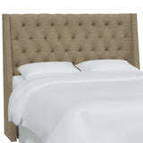 Wells King Tufted Wingback Headboard, Zuma Linen