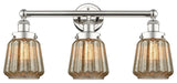 Edison Chatham 3-Light 25" Vanity Light, Polished Nickel Finish, Clear Shade