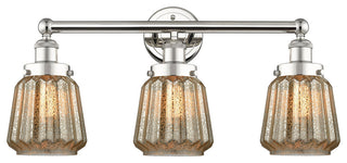 Edison Chatham 3-Light 25" Vanity Light, Polished Nickel Finish, Clear Shade