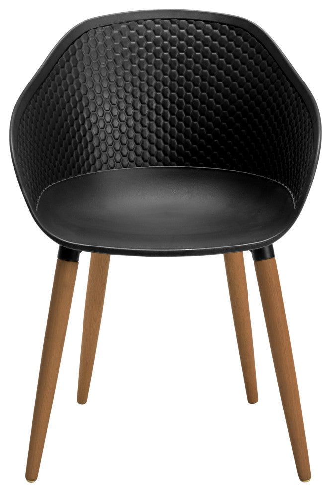 Ipanema Outdoor Dining Chair with Teak Legs and Dark Grey Olefin - Set of 2