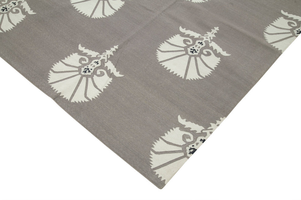 Rug N Carpet - Handmade Wool 8' 2'' x 9' 9'' Geometric Dhurrie Kilim Rug