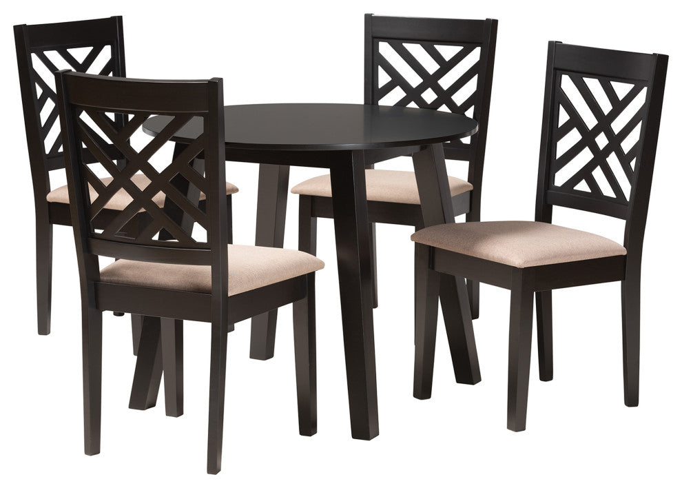 Vanja Beige Fabric 5-Piece Dining Set