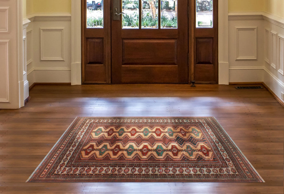 Fine Vintage Distressed Arghavan Ivory/Red Rug, 4'2x5'11