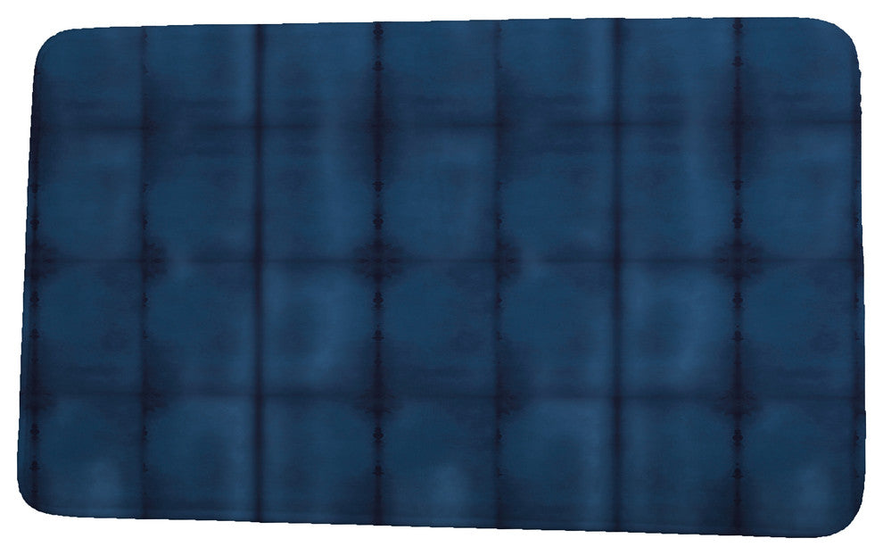 Intercoastal Waterway Pool Stripe Print Bath Mat, Navy Blue, 21"x34"