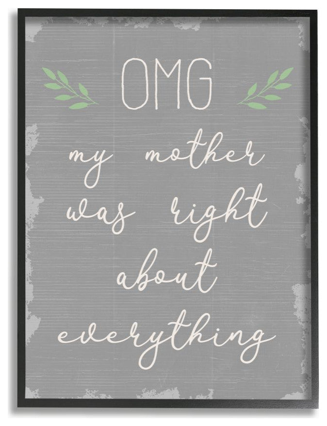 OMG Mom is Right Funny Family Phrase Text Slang ,1pc, each 16 x 20