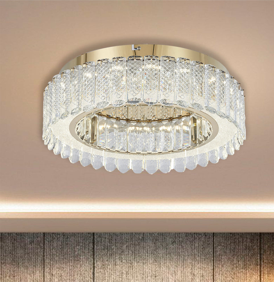 Bethel International FT106FM16G 1-Light LED Flush Mount, Gold