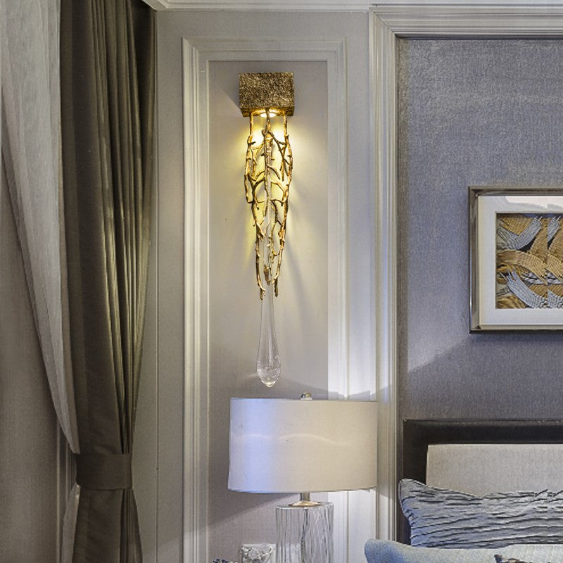 Jumilla | Creative LED Crystal Copper Wall Lamp, Copper, Cool Light